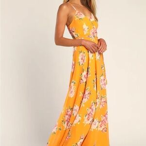 Lulus Floral Yellow Maxi Dress